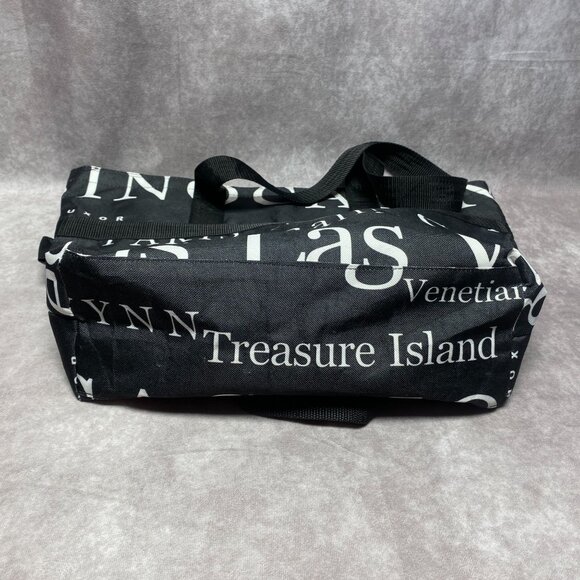 Las Vegas  Theme Black Tote Bag With Zipper Closure & Interior Pocket - Picture 7 of 12